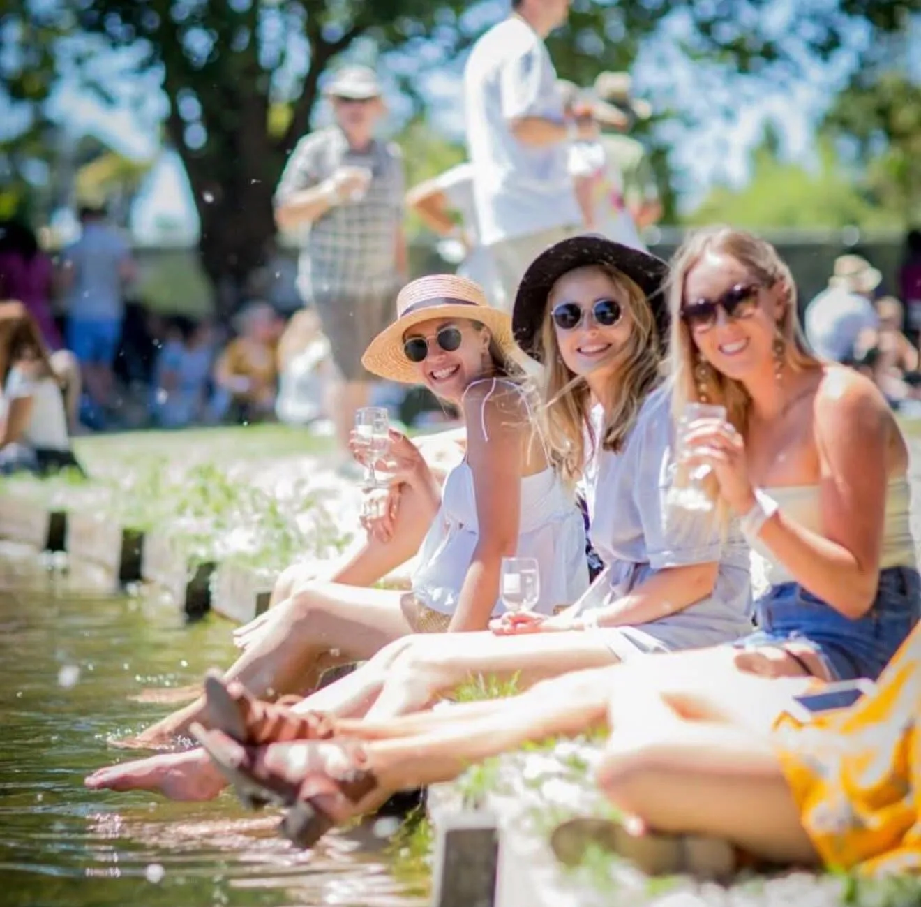 Guests relaxing at a festival